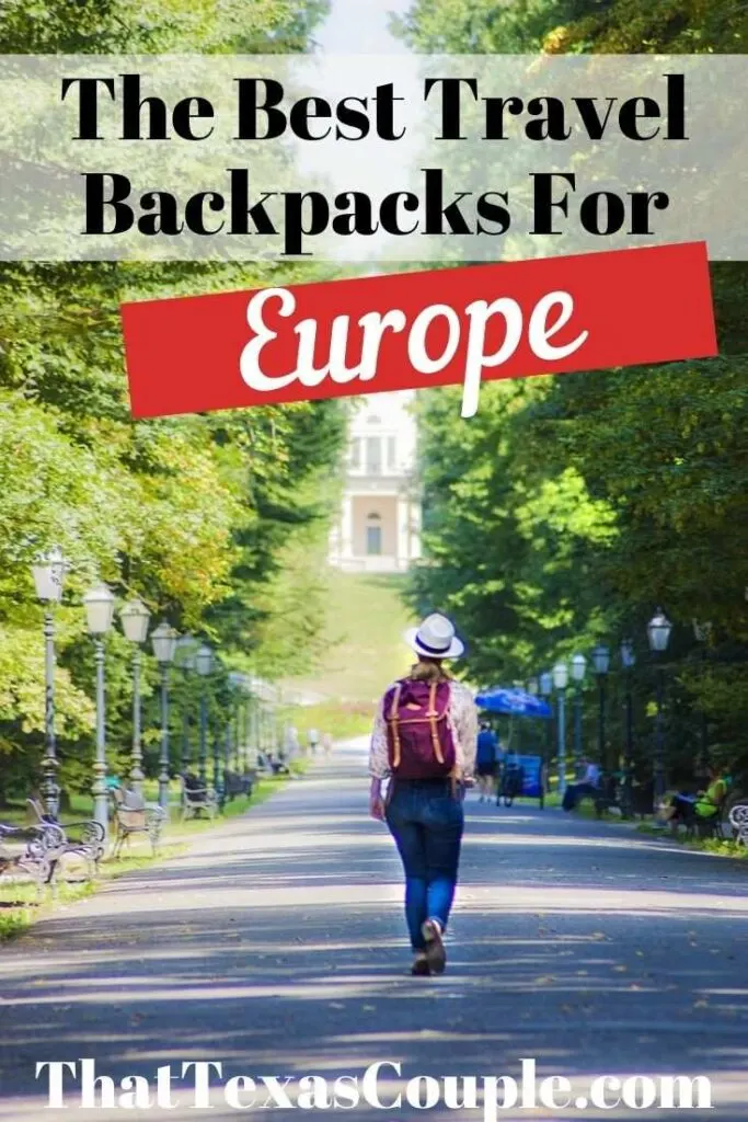 travel backpack for Europe pinterest image