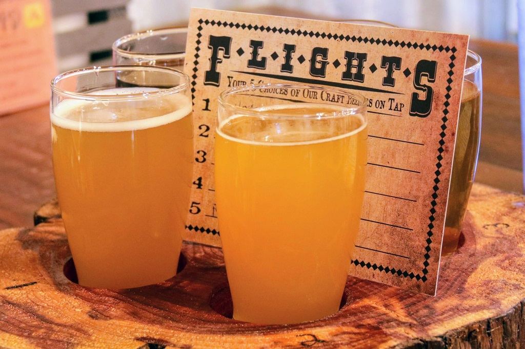 beer flight from Q & Brew in Canton, Texas