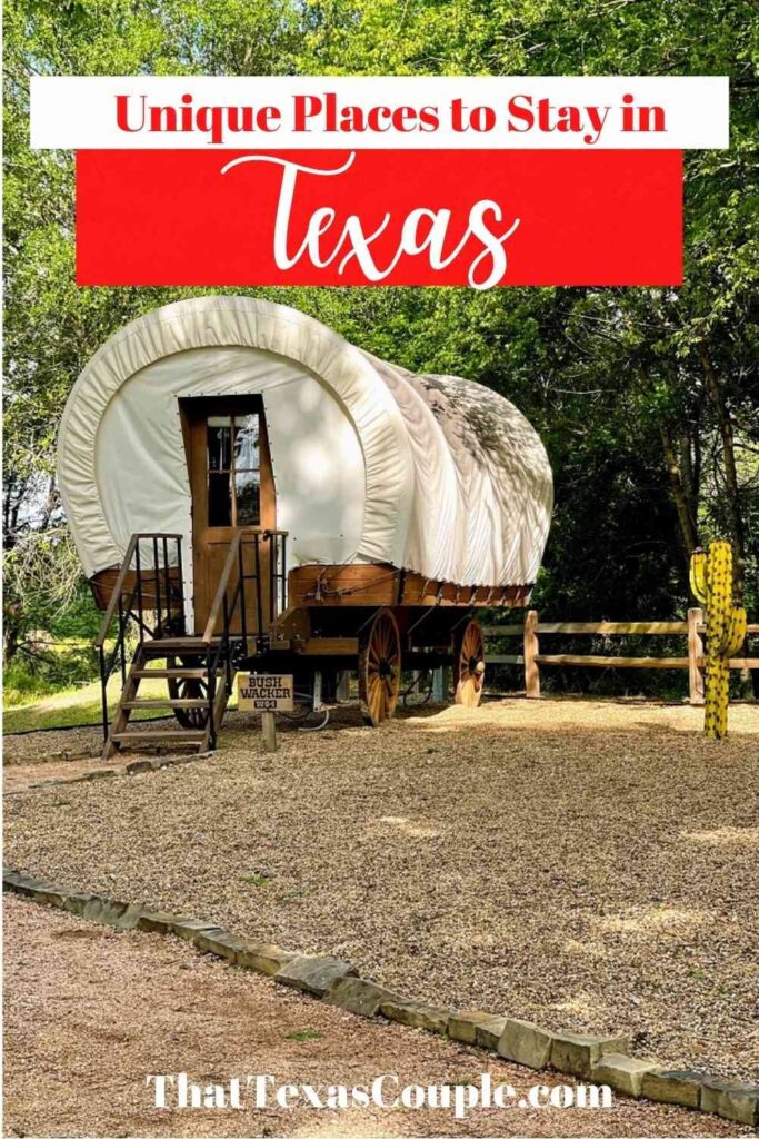 Are you looking for unique places to stay in Texas? Then you need this post. We had a great time covered wagon camping! This was an awesome glamping experience that is so close to the Dallas-Ft. Worth metroplex! Read all about it here! #uniqueaccommodations #coveredwagoncamping #coveredwagons #glamping
