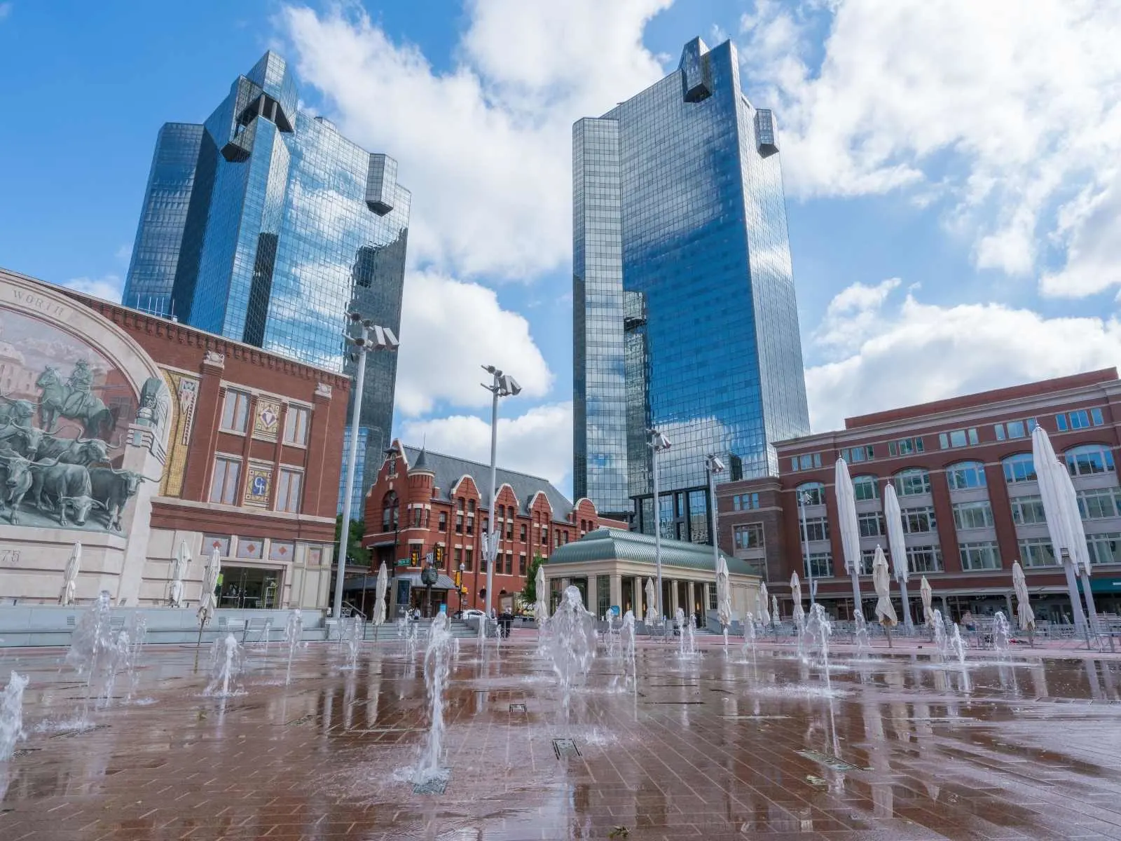 fountains and buildings in Sundance Square