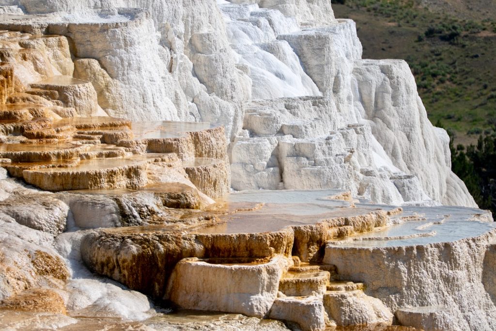 Canary Spring-natural thermal terraces near Mammoth Hot Springs in Yellowstone