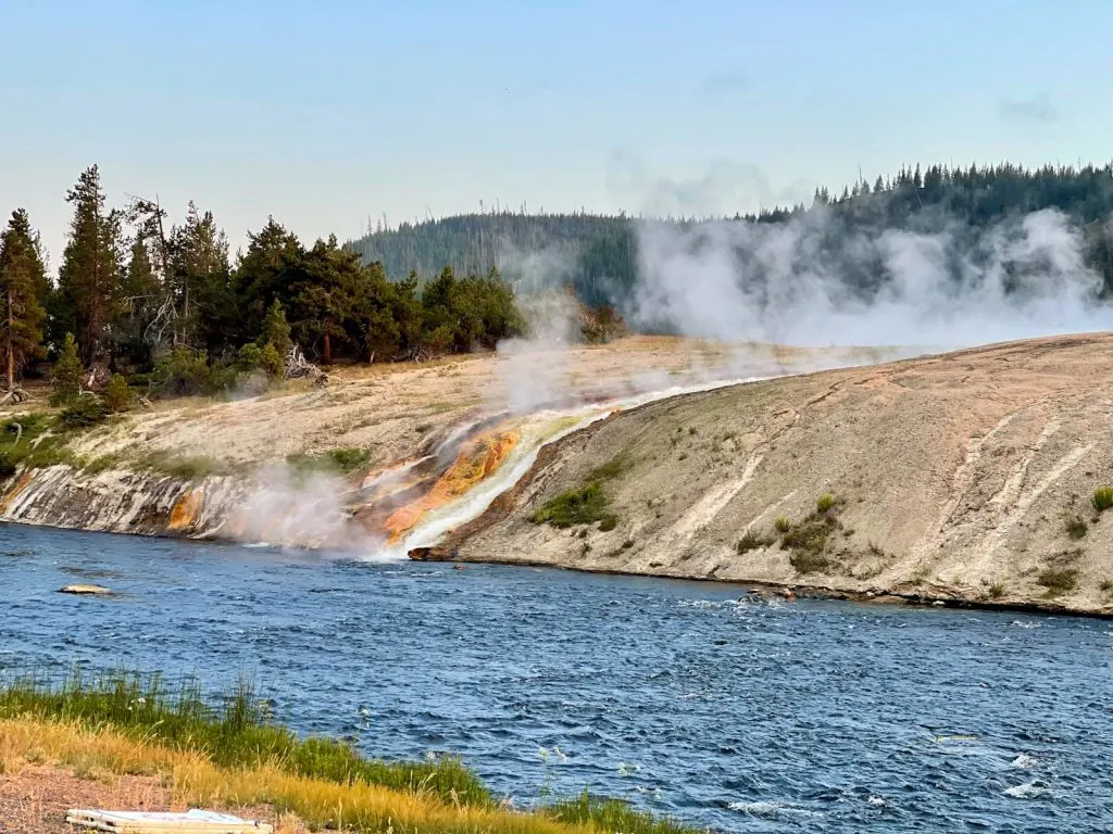 hot water flowing into river at Midway Basin