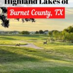 golf course with deer and the words things to do in the Highland Lakes of Burnet County, TX pin