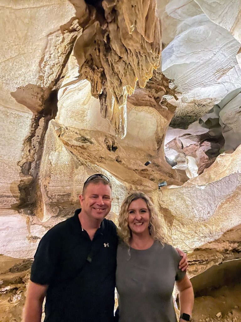 That texas Couple inside of cavern