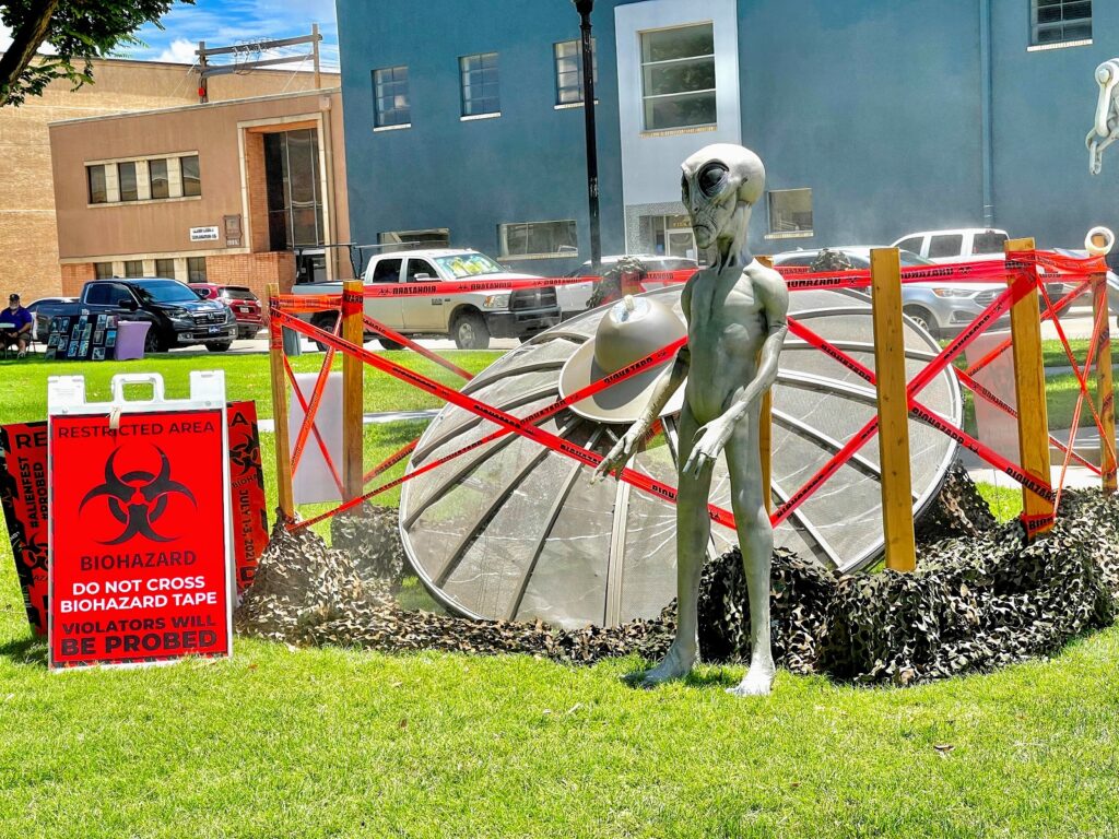 recreation of UFO crash site during Roswell UFO Festival