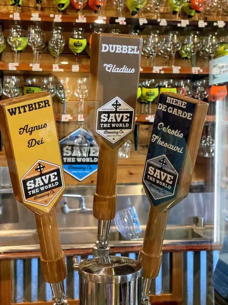 beer taps at Save the World Brewery