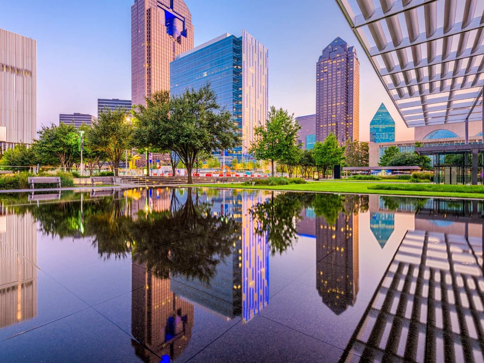 buildings reflecting in water in Dallas, Texas