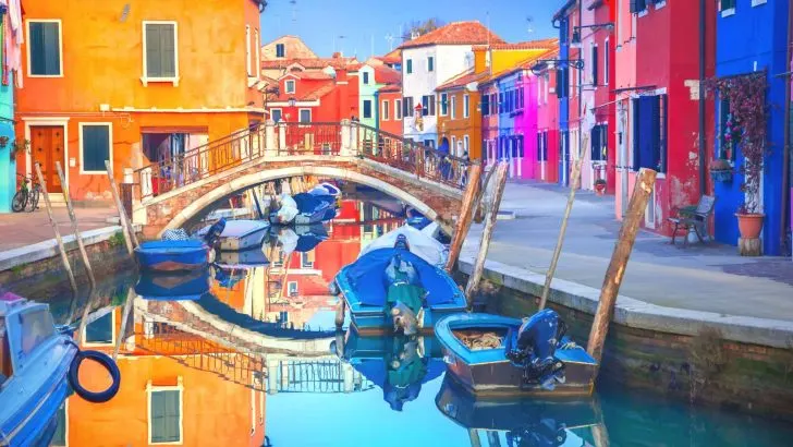 canal and colorful houses of Burano Italy