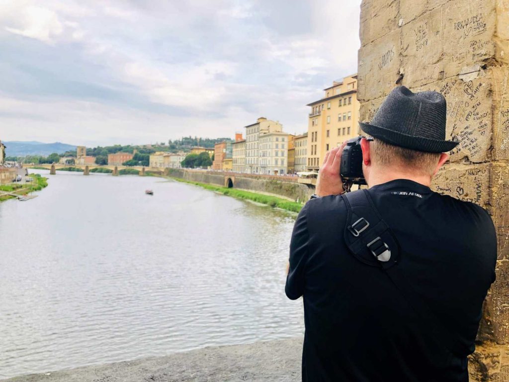 Marty photographing the Arno River in Florence
