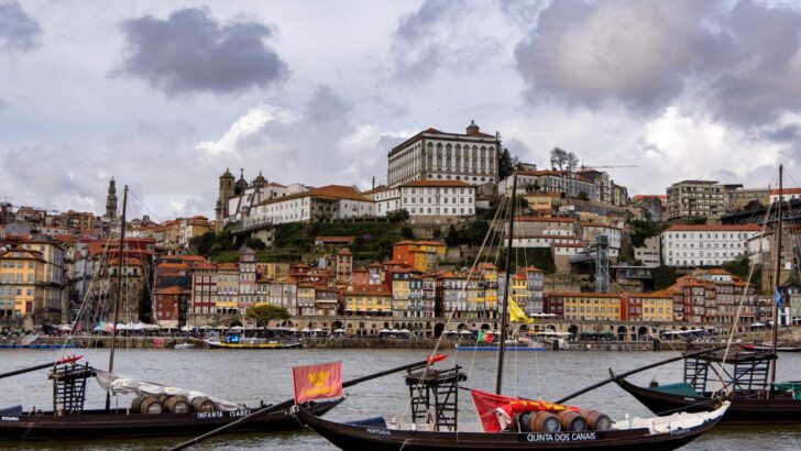 boats on river in Porto, Portugal