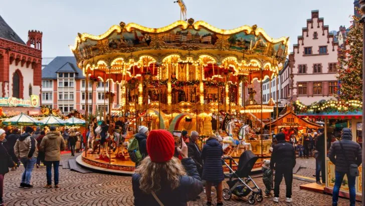 carousel at the Christmas markets in Frankfurt, Germany