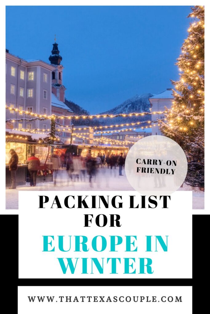packing list for Europe in winter